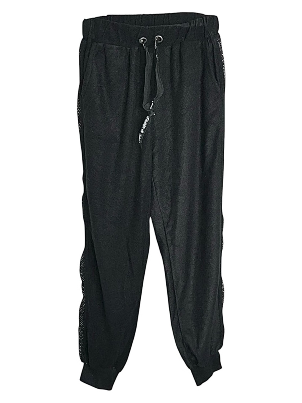 Emma & Sam Black With Sheer Fishnet Side‎ Panel Jogger Sweatpants